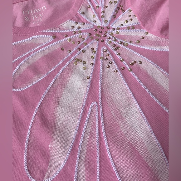 Crown & Ivy Graphic Floral Sleeveless top with sequins NWT size 4 - Picture 3 of 7